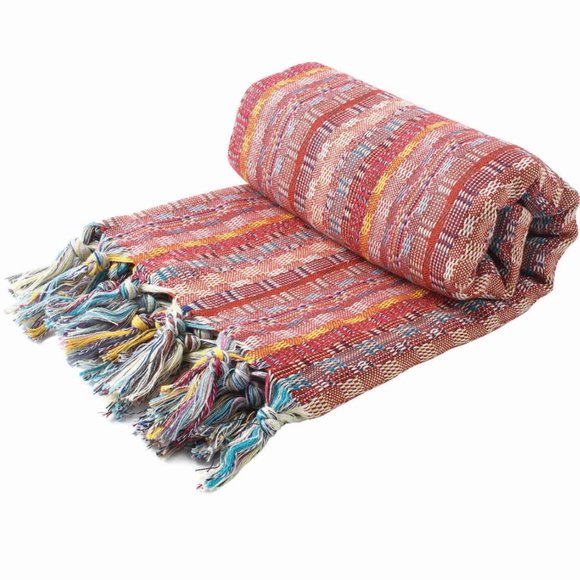 Sand Free Bohemian Red Turkish Towel - 100% Cotton Boho Towels - Picture 2 of 12